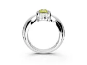 Halo Engagement Ring Setting for Fancy Yellow Emerald Cut Center with Tapered Plain Band and Prong Head in Platinum