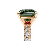 Solitaire Engagement Ring Setting for Fancy Green Asscher Cut Center with Large Accents and Prong Head in Rose Gold