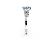Cluster Engagement Ring Setting for Fancy Blue Pear-Shaped Center with 2-Row Shoulder Clusters and Prong Head in Sterling Silver