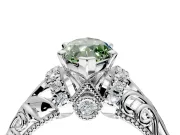 Solitaire Engagement Ring Setting for Fancy Green Marquise Center with Filigree Accent Basket and Prong Head in Platinum