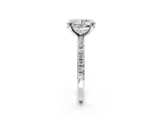 Solitaire Engagement Ring Setting for Oval Center with Fine Pave Narrow Band and Prong Head in Platinum