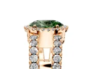 Halo Engagement Ring Setting for Fancy Green Oval Center with Wide-Open Pave Split Shank and Prong Head in Rose Gold