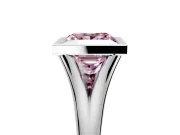 Solitaire Engagement Ring Setting for Fancy Pink Princess Cut Center with V Split Shank and Bezel Head in White Gold