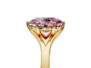 Solitaire Engagement Ring Setting for Fancy Pink Oval Center with Plain Split Shank and Prong Head in Yellow Gold
