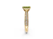 Solitaire Engagement Ring Setting for Fancy Yellow Emerald Cut Center with Multi-Row Accents and Prong Head in Yellow Gold