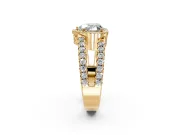 Halo Engagement Ring Setting for Heart-Shaped Center with Wide-Open Pave Split Shank and Prong Head in Yellow Gold
