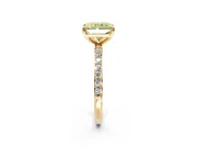 Solitaire Engagement Ring Setting for Fancy Yellow Radiant Cut Center with Pave Accents and Prong Head in Yellow Gold
