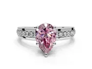 Solitaire Engagement Ring Setting for Fancy Pink Pear-Shaped Center with Raised Channel Band and Prong Head in Platinum