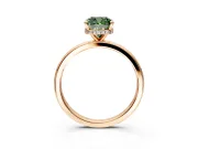 Hidden Halo Engagement Ring Setting for Fancy Green Cushion Cut Center with Plain Band and Tall Prong Head in Rose Gold