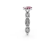 Solitaire Engagement Ring Setting for Fancy Pink Oval Center with Marquise Panel Band and Prong Head in Platinum