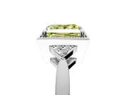 Cluster Engagement Ring Setting for Fancy Yellow Princess Cut Center with Milgrain Shoulder Clusters and Prong Head in Sterling Silver