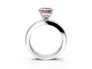 Solitaire Engagement Ring Setting for Fancy Pink Princess Cut Center with Channel-Set Accents and Prong Head in White Gold