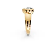 Solitaire Engagement Ring Setting for Heart-Shaped Center with Wide Band and Bezel Head in Yellow Gold