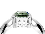Halo Engagement Ring Setting for Fancy Green Radiant Cut Center with Tapered Plain Band and Prong Head in White Gold