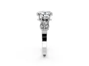 Leaf Engagement Ring Setting for Oval Center with Milgrain Accent Band and Prong Head in Sterling Silver