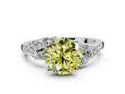 Solitaire Engagement Ring Setting for Fancy Yellow Round Cut Center with Marquise Accent Twist Band and Prong Head in Platinum