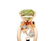 Solitaire Engagement Ring Setting for Fancy Yellow Cushion Cut Center with Criss-Cross Accent Band and Prong Head in Rose Gold