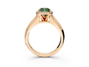 Halo Engagement Ring Setting for Fancy Green Cushion Cut Center with Knife Ridge Cathedral Band and Prong Head in Rose Gold