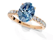 Solitaire Engagement Ring Setting for Fancy Blue Oval Center with Large Accent Band and Prong Head in Rose Gold