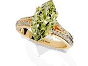 Solitaire Engagement Ring Setting for Fancy Yellow Marquise Center with Pave Rail Split Shank and Prong Head in Yellow Gold