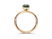 Low-Set Solitaire Engagement Ring Setting for Fancy Green Radiant Cut Center with Thin Plain Band and Prong Head in Rose Gold