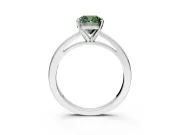 Solitaire Engagement Ring Setting for Fancy Green Cushion Cut Center with Basket Rail and Prong Head in Sterling Silver