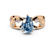Solitaire Engagement Ring Setting for Fancy Blue Pear-Shaped Center with Criss-Cross Accent Band and Prong Head in Rose Gold