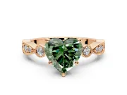 Solitaire Engagement Ring Setting for Fancy Green Heart-Shaped Center with Milgrain Bezel Accents and Prong Head in Rose Gold