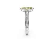 Solitaire Engagement Ring Setting for Fancy Yellow Marquise Center with Pave Rail Split Shank and Prong Head in White Gold