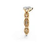 Solitaire Engagement Ring Setting for Pear-Shaped Center with Marquise Panel Band and Prong Head in Yellow Gold