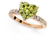 Solitaire Engagement Ring Setting for Fancy Yellow Heart-Shaped Center with Fine Pave Band and Claw Prong Head in Rose Gold