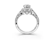 Solitaire Engagement Ring Setting for Oval Center with Filigree Accent Basket and Prong Head in Platinum
