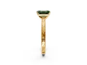 Solitaire Engagement Ring Setting for Fancy Green Emerald Cut Center with Engraved Milgrain Band and Prong Head in Yellow Gold