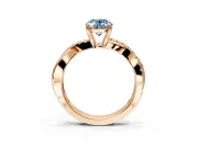 Crossover Engagement Ring Setting for Fancy Blue Oval Center with Pave and Plain Strands and Prong Head in Rose Gold