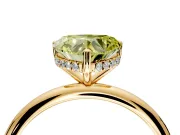 Hidden Halo Engagement Ring Setting for Fancy Yellow Heart-Shaped Center with Thin Round-Wire Band and Prong Head in Yellow Gold