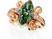 Solitaire Engagement Ring Setting for Fancy Green Marquise Center with Twisted Band and Scroll Prong Head in Rose Gold