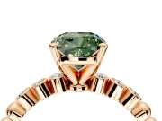 Solitaire Engagement Ring Setting for Fancy Green Cushion Cut Center with Bezel-Dot Beaded Band and Prong Head in Rose Gold