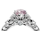 Solitaire Engagement Ring Setting for Fancy Pink Marquise Center with Filigree Band and Prong Head in Sterling Silver