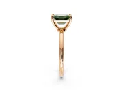 Minimalist Solitaire Engagement Ring Setting for Fancy Green Emerald Cut Center with Thin Band and Prong Head in Rose Gold