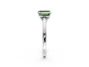 Solitaire Engagement Ring Setting for Fancy Green Asscher Cut Center with Flat-Sided Plain Band and Prong Head in Sterling Silver