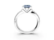 Bezel Engagement Ring Setting for Fancy Blue Princess Cut Center with Wide Channel-Set Band and Bezel Head in Platinum