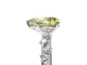 Cluster Engagement Ring Setting for Fancy Yellow Pear-Shaped Center with Round Cut Accent Band and Prong Head in Sterling Silver