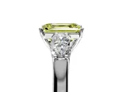 5 Stone Engagement Ring Setting for Fancy Yellow Emerald Cut Center with Equal Close-Set Accents and Prong Head in Sterling Silver
