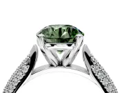 Solitaire Engagement Ring Setting for Fancy Green Round Cut Center with Multi-Row Accents and Prong Head in Platinum