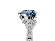 Solitaire Engagement Ring Setting for Fancy Blue Heart-Shaped Center with Crossover Accents and Prong Head in Platinum