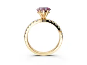 Open Basket Engagement Ring Setting for Fancy Pink Heart-Shaped Center with Pave Band and Prong Head in Yellow Gold