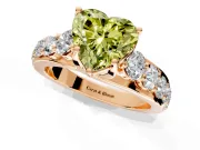 Solitaire Engagement Ring Setting for Fancy Yellow Heart-Shaped Center with Graduated Shared Prongs and Prong Head in Rose Gold