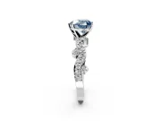 Solitaire Engagement Ring Setting for Fancy Blue Heart-Shaped Center with Bar-Station Pave Twist and Prong Head in Platinum