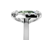 Single Halo Engagement Ring Setting for Fancy Green Radiant Cut Center with Corner Claws, Plain Band and Prong Head in Platinum