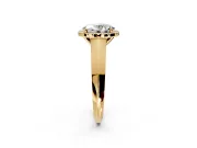 Halo Engagement Ring Setting for Oval Center with Knife Ridge Cathedral Band and Prong Head in Yellow Gold